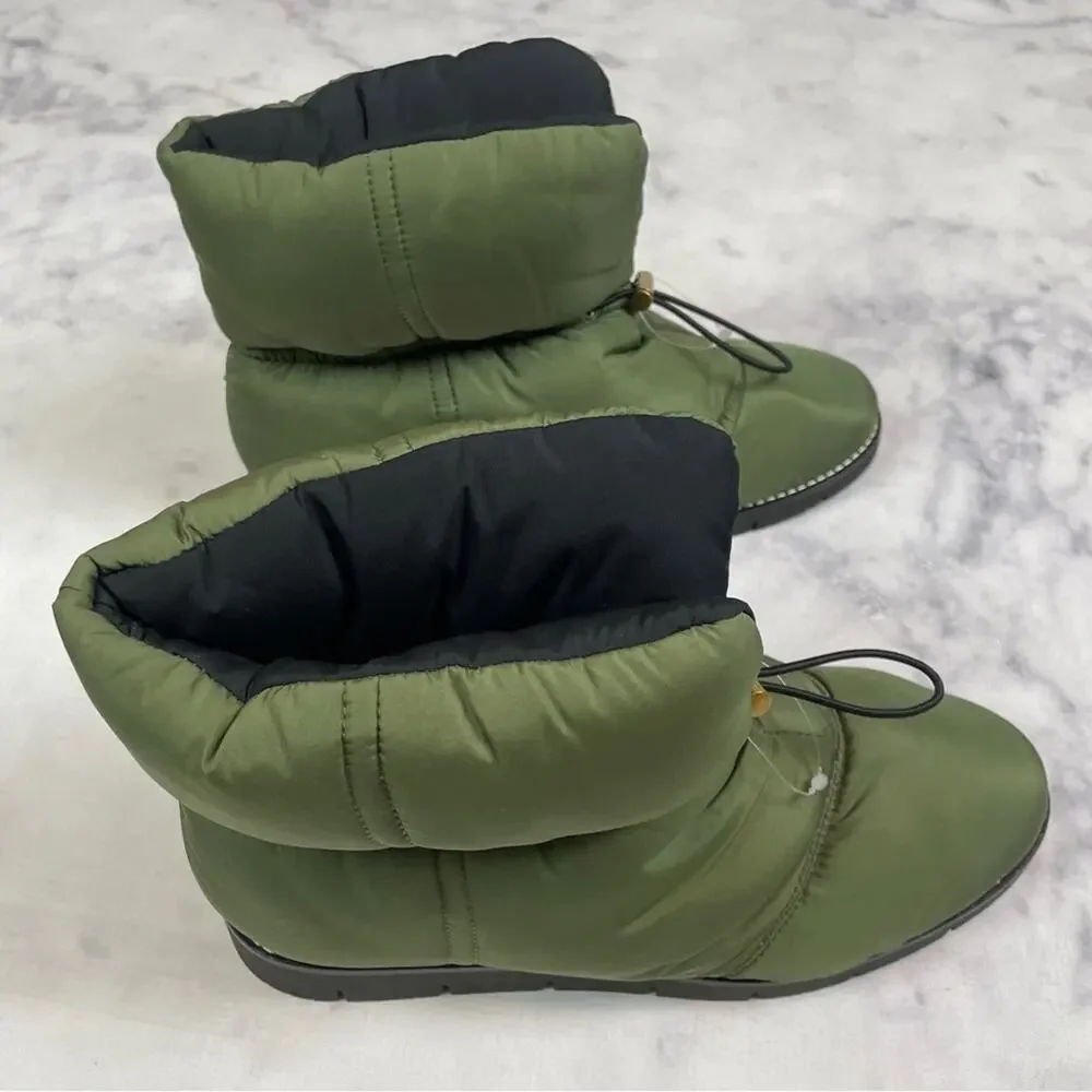 J. Crew Elsa Puffer Snow Boots Olive Green Primaloft Winter Booties NWOB Sz 11